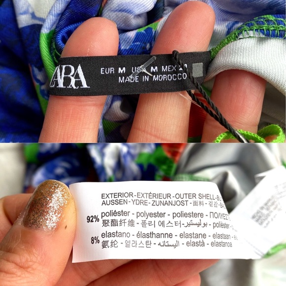 🫐 ZARA BLUE MULTI FLORAL ASYMMETRICAL BODYSUIT! - Picture 10 of 16